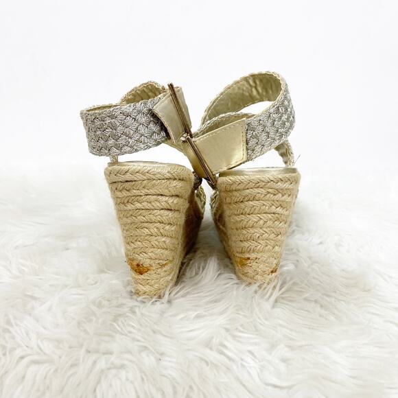 2/$30 Mossimo 6.5 Womens Gold Metallic Weave Crisscross Espadrille Sandals - Picture 5 of 8